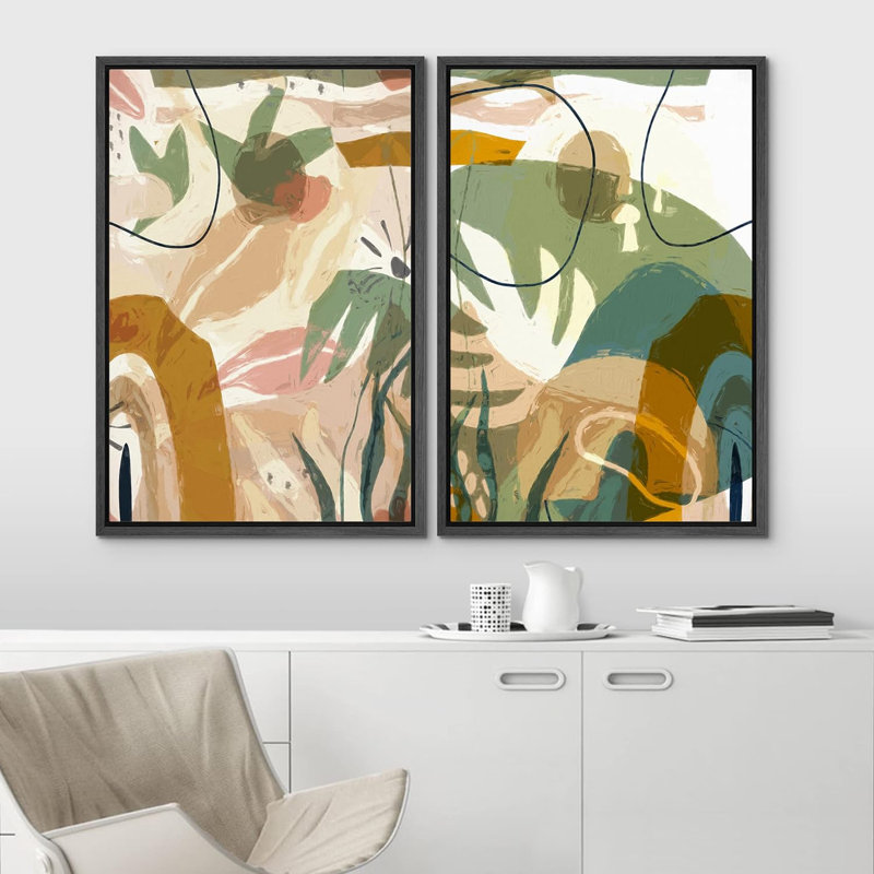 Mid Century Shape 2 - Pieces, Black, 36" H x 48" W