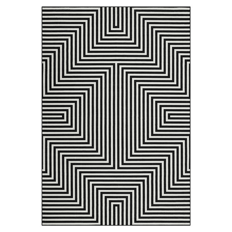 Modern Rug for Living Room Non-Slip Striped Accent Rug, Stain-Resistant Ultra-Thin Bedroom Carpet, Soft Low Pile Indoor Floor Mat for Kids Room, Nursery, Home Office