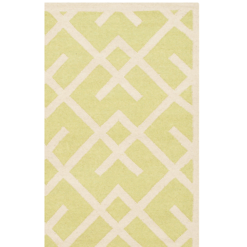 Tapis géométrique en laine et en coton tissé à la main Crawford, Rectangle 4pi x 6 pi