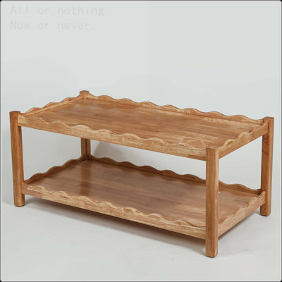 Modern 2-Tier Rectangular Coffee Table with Open Storage Shelf