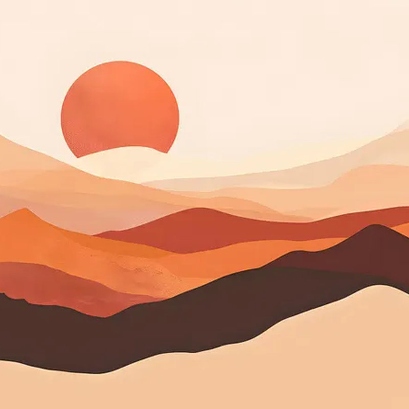Adhésif mural paysage désertique Warm Desert Sunset, L 108 po x l 96 po