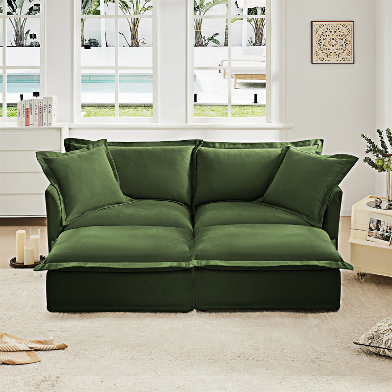 Canapé rembourré avec repose-pieds, Green