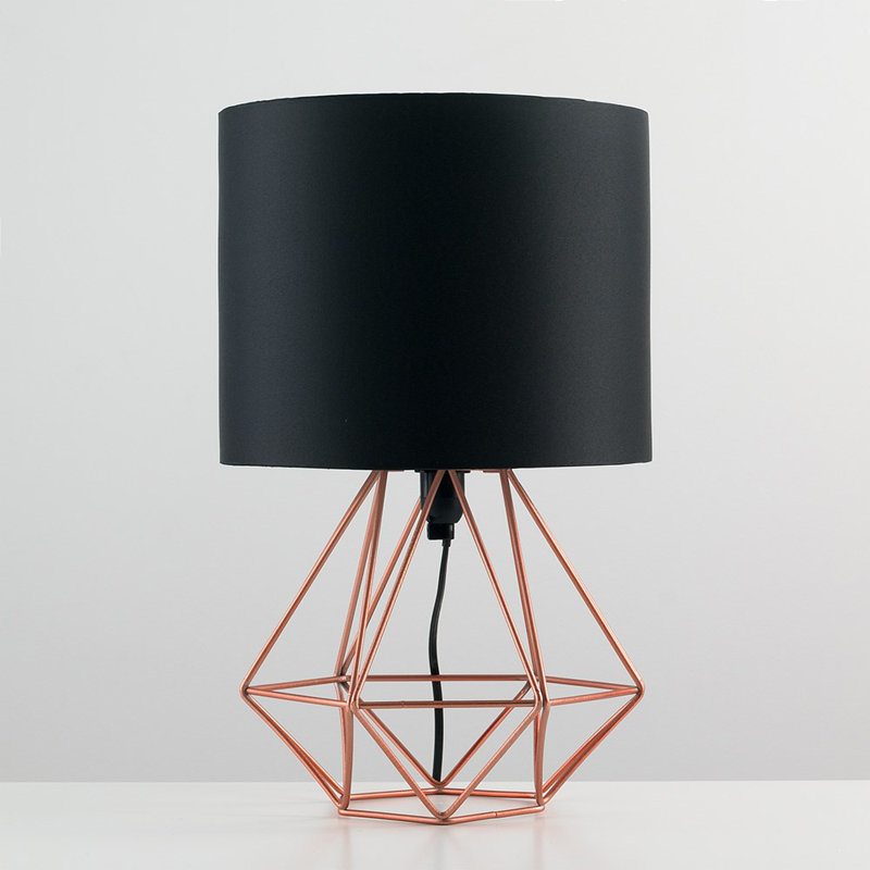 Bartelt Metal Table Lamp, Copper Base/Black Shade, G, Yes
