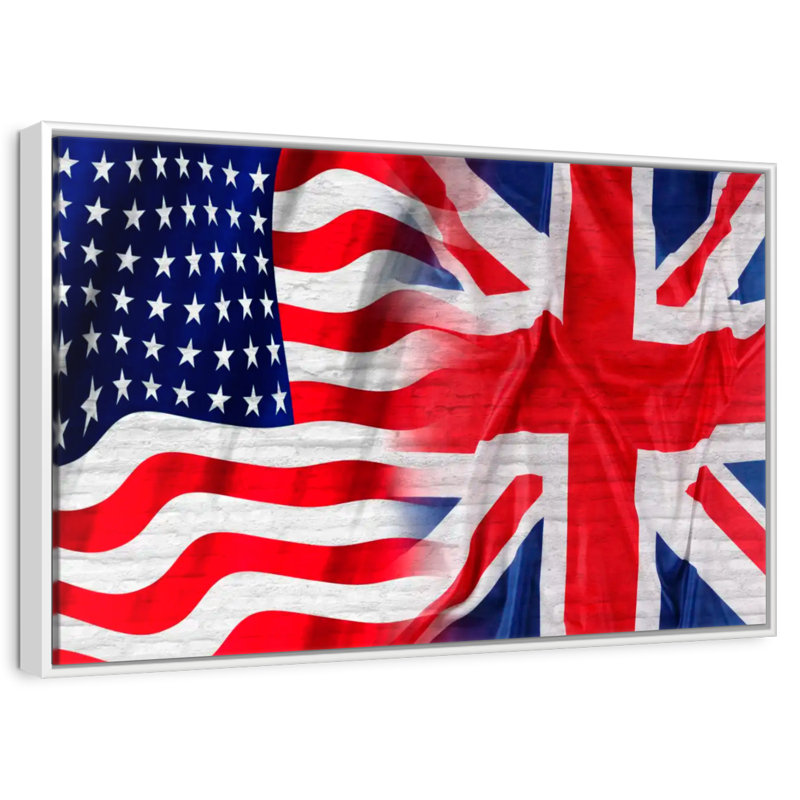 Drapeau américain et britannique, 25 po x 17 po, Cadre flottant blanc