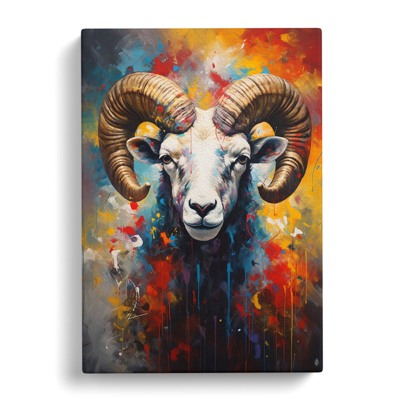 Ram Sheep Expressionism No.3 - Wrapped Canvas, 76cm H x 50cm W x 3cm D