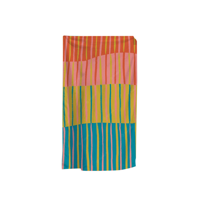 Fashionable Colorful Striped Polyester Beach Towel, Soft Quick Dry Fiber Bath Towel For Swimming Travel, 27.5x59in Multicolor