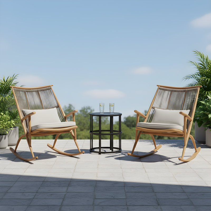 Cullors Outdoor 3-Piece PE Rattan Conversation Set With Ceramic Top & Iron Frame, 3 Pcs: Table, 2 Chairs
