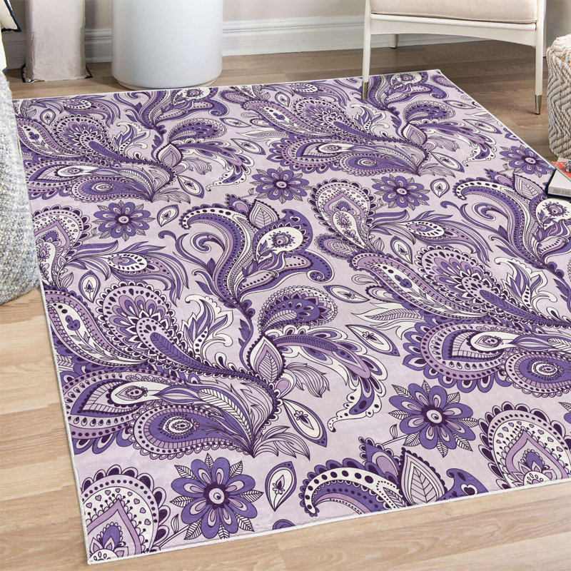 Tapis bleu / violet, Rectangle 5 pi 2 po x 7 pi 6 po