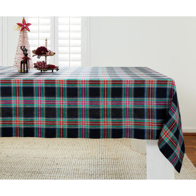 Jewel Plaid - 100% Pure Linen Christmas Tablecloth