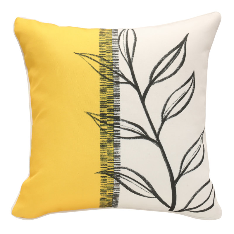 Outdoor Half Yellow Print Pillow 18 x 18