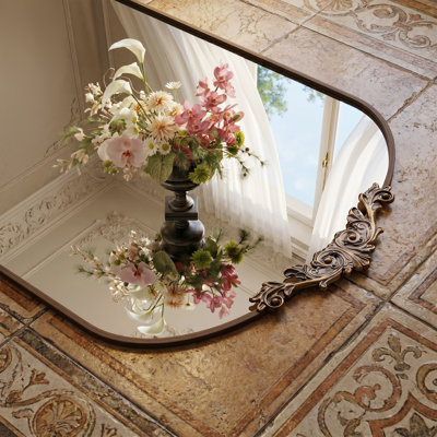 Antique Decorative Mirrors with Carved Metal Frame for Bedroom, Living Room, Entryway, Fireplace, Hallway