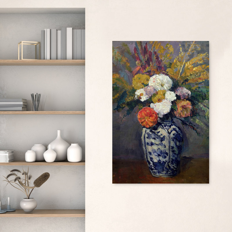 Dahlias, vers 1873 - Estampe murale abstraite contemporaine représentant une fleur de dahlia, H 48 po x l 32 po