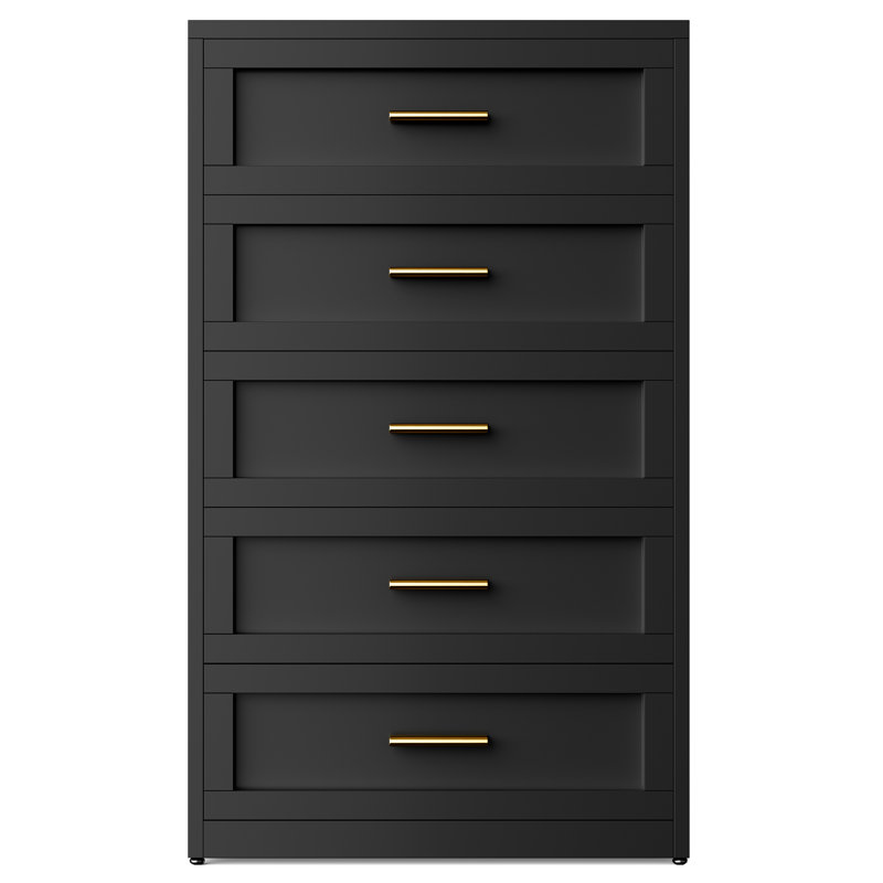 Black Metal Storage Cabinet With 5-drawer Dresser- Waterproof, Rust-proof And Color-fast For Home Or Office ,such As Bedroom,dressing Room,living Room,kitchen,entryway And Bathroom
