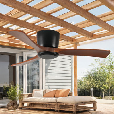 Ventilateur de plafond encastré 52 pouces sans lumière, télécommande, noir mat, 3 pales