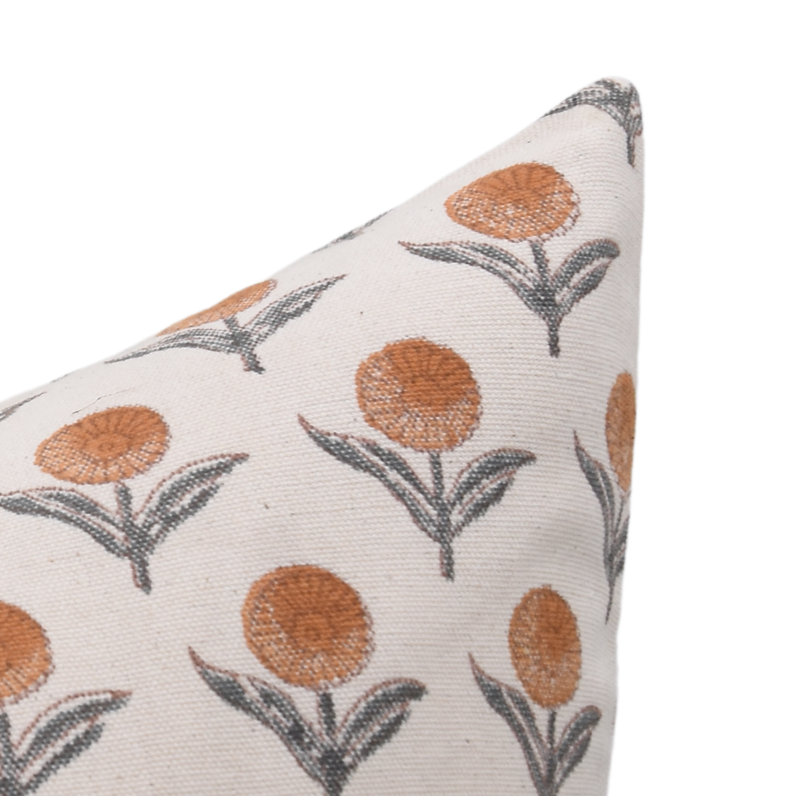 Coussin décoratif à imprimé floral Fabposine Block, coussin décoratif Genda, peint à la main, format d'intérieur - 16 x 16 po