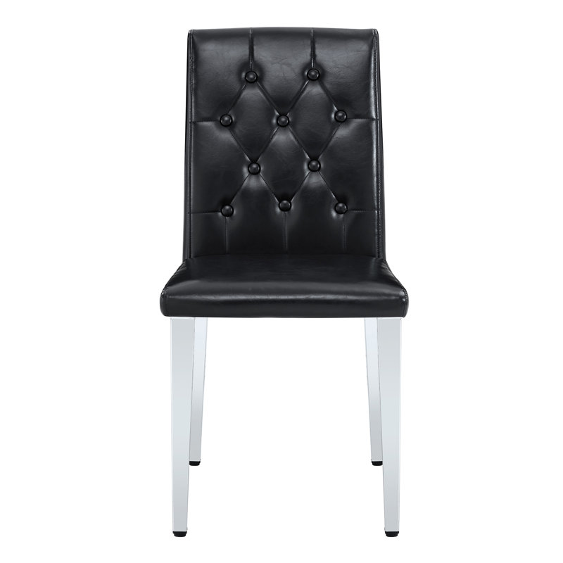 Chaise de salle à manger en cuir d'unité centrale moderne, hauteur 35 po, Black, Argent