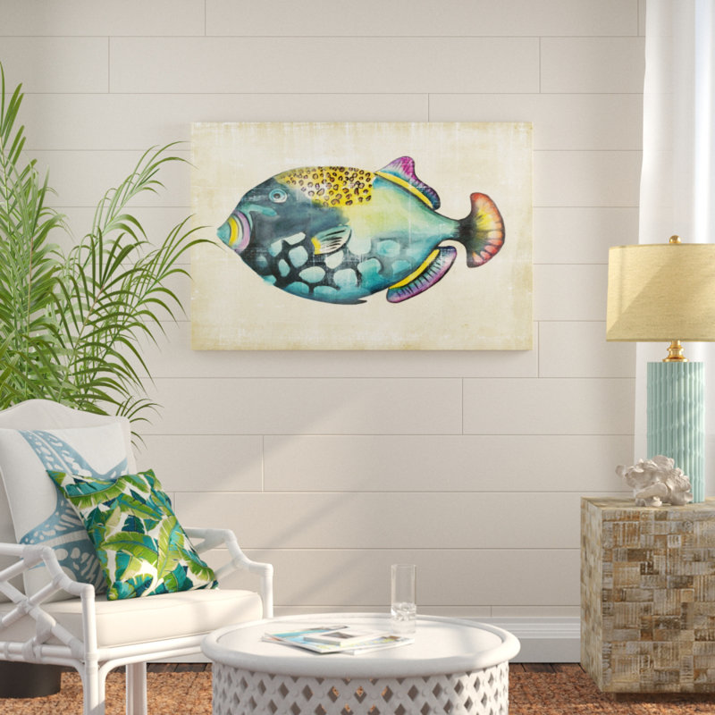 Aquarium Fish IV by Chariklia Zarris - Painting, 81cm H x 122cm W, Black Floater Framed