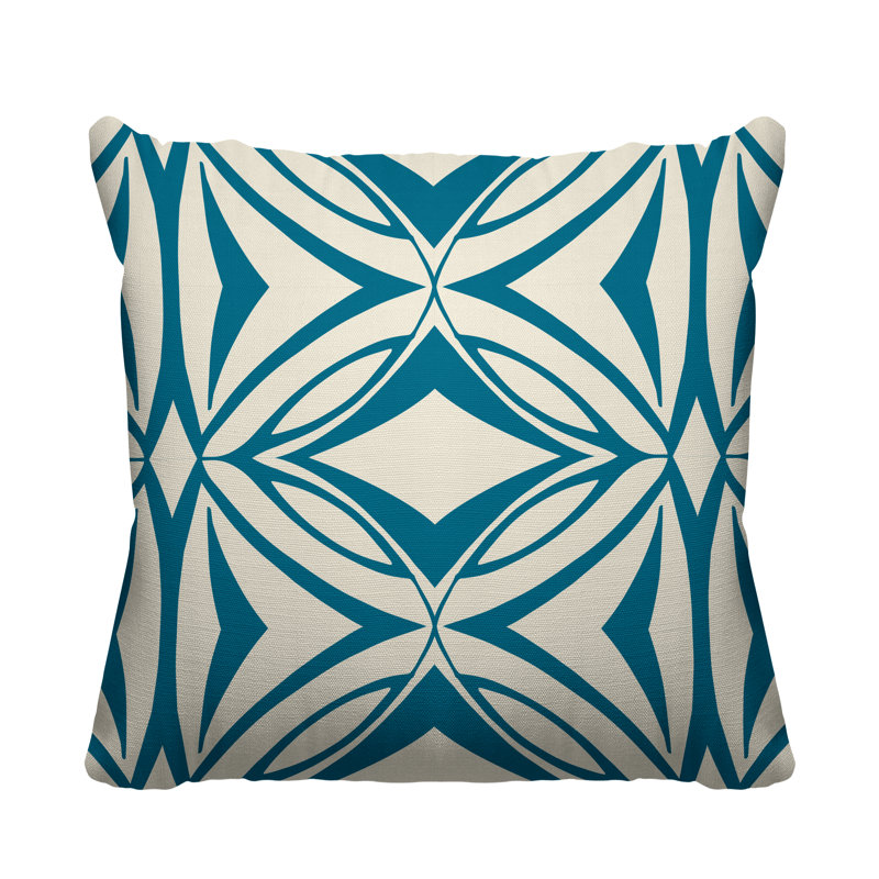 Coussin décoratif intérieur / extérieur Eamon, Turquoise, L 15 po x H 15 po