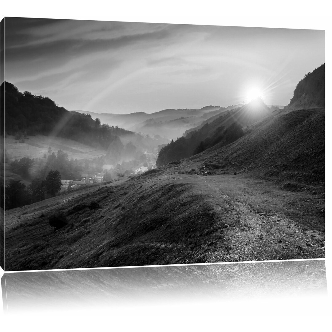 Leinwandbild „Wunderschöne Berglandschaft mit Regenbogen", Fotodruck