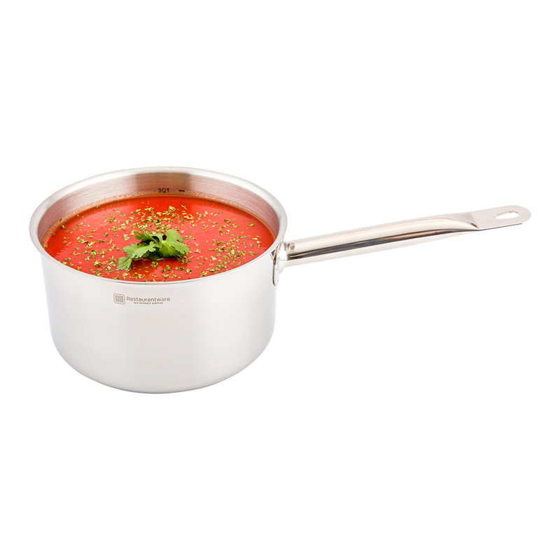 Casserole à induction de 3,5 pintes pour restaurant, 1 cuve à large cuve profonde à poignée simple, couvercle vendu séparément, marmite en acier inoxydable à finition miroir, pour la cuisson et la cuisson des aliments,