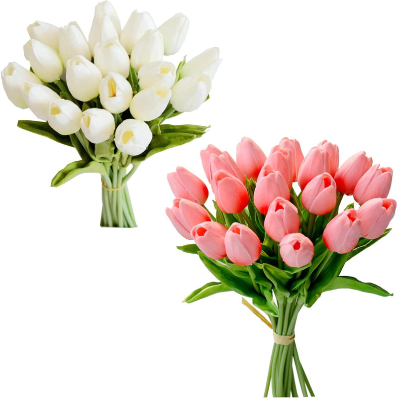 20 pièces de tulipes blanches artificielles 20 pièces de tulipes artificielles corail
