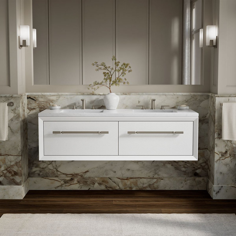 Enivo 61" W x 23" D x 17" H Double Bathroom Vanity, White