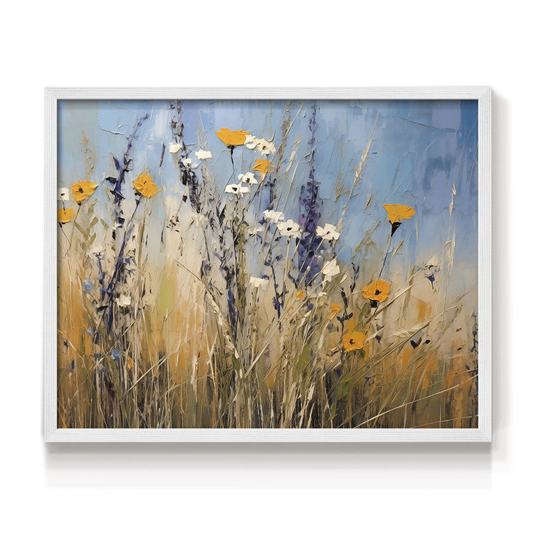 Floral Series-CXLI -Framed Print - Restickable, 22" H x 28" W, White