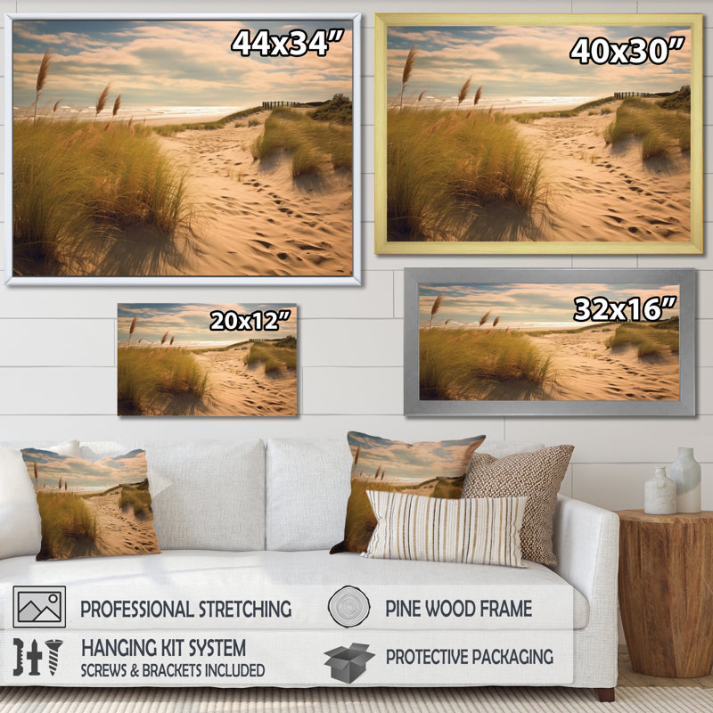 «Beach Sands Wonder», reproduction sur toile, H 24 po x l 32 po x P 1 po, Cadre photo noir