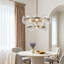 Lustre 4 lumières 18 po avec abat-jour en verre martelé transparent, finition laiton antique Aaron-885352157-876289217