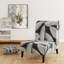Fauteuil de chambre rembourré gris à motif de fleurs tropicales grises