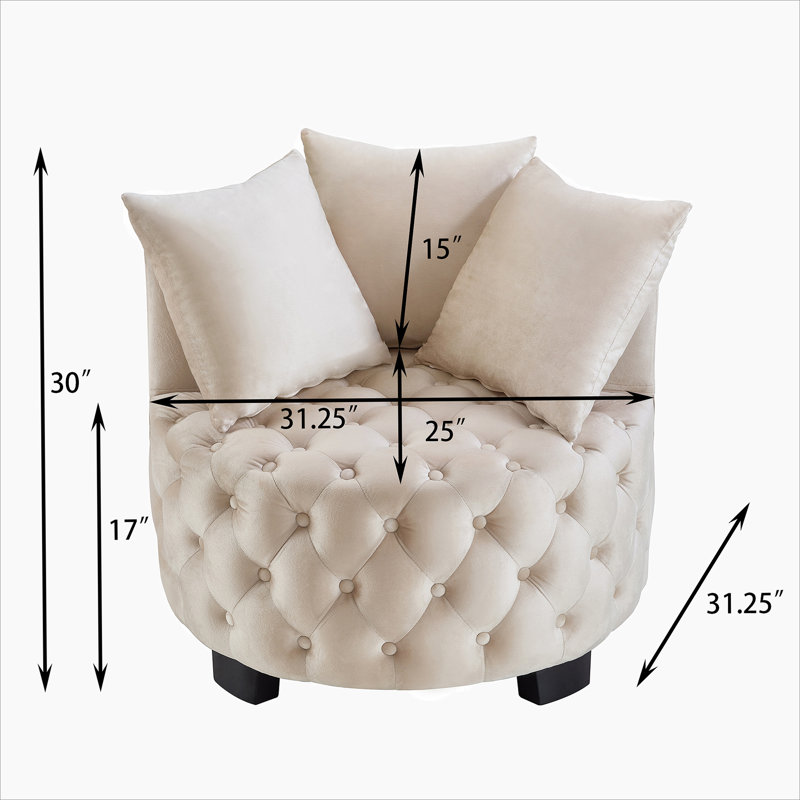 Chaise d'appoint contemporaine rembourrée et capitonnée, Beige