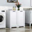 Armoire à linge avec panier à linge inclinable et tablettes réglables
