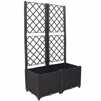 Raised Bed With Drainage Plug, Trellis For Climbing Plants