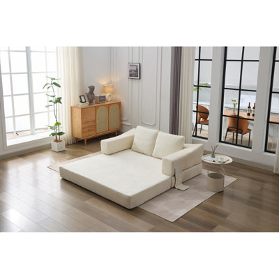 Minimalist Sofa, Fold-Out Sofa Bed, Convertible Chair Floor Couch & Sleeping Mattress  Living Room, , Apartment, Removable Backrest,