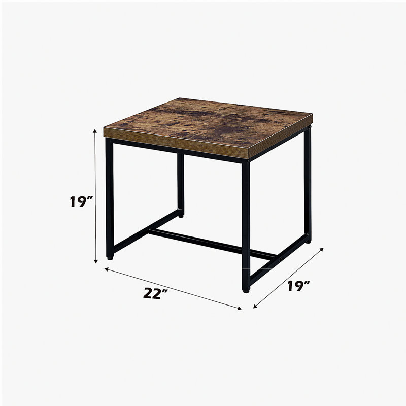 Table d'appoint en chêne patiné et noir lustré