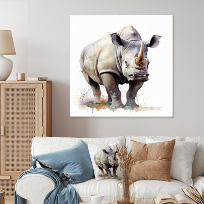 Wild Rhinoceros IV - animaux, reproduction d'art murale en métal