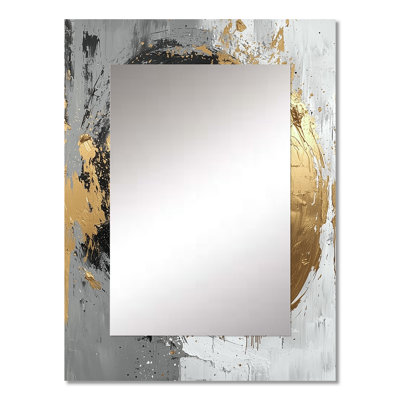 Gold Glam Arcs Shapes Fusion I - Abstract Shapes Wall Mirror, Modern Decorative Mirror, Printed Metal Art