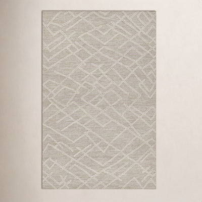 Beige Hand-Tufted Abstract Wool Rug
