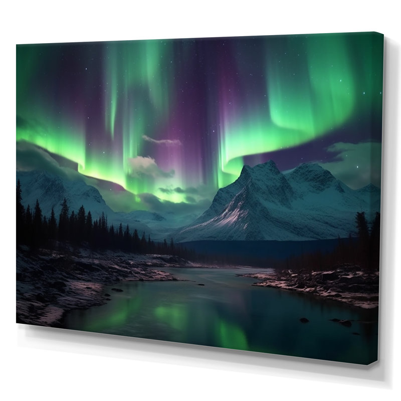Northern Lights In Alaska III - Alaska, art mural, Toile tendue, H 34 po x l 44 po x P 1,5 po