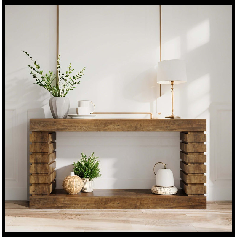 70,8 "Console, canapé rectangulaire en bois pour le salon, Brun
