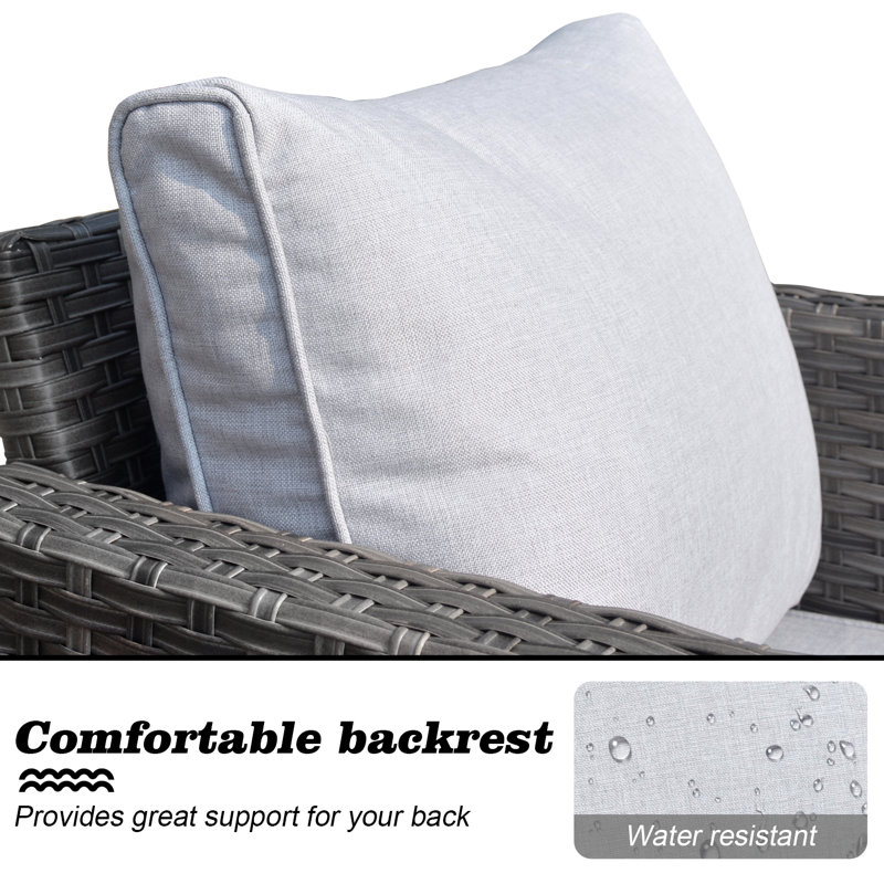 GRST Wicker 7 - Person Patio Conversation Set with Cushions, Gray