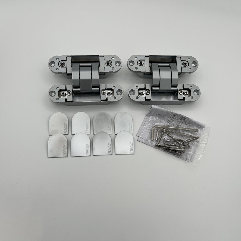 Charnières dissimulées réglables 3D chrome satiné
