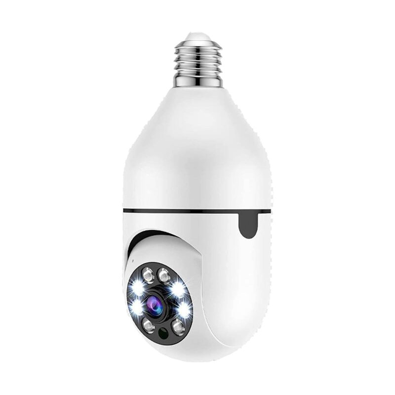 Caméra de sécurité à ampoule, inclinaison 355 °, 90 °, WiFi, étanche IP66, vision nocturne, audio bidirectionnel, zoom 4X, intérieur extérieur, blanc