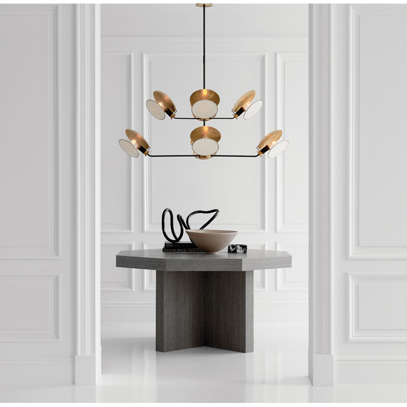 Thomas O'Brien Osiris Large Reflector Chandelier, Bronze/Hand-Rubbed Antique Brass, 21.5" H x 54" W x 54" D
