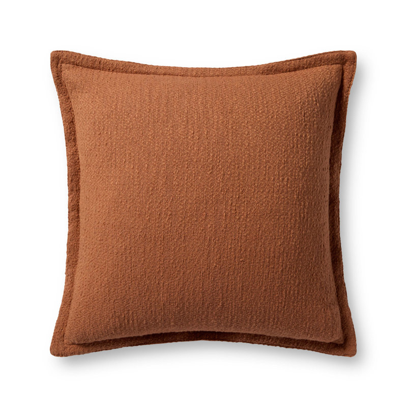 Morris 22'' Orange Textured Throw Pillow Cover
