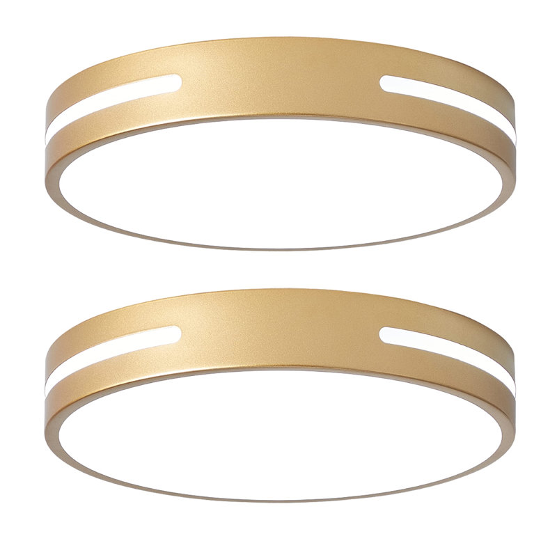 Gold LED Flush Mount Ceiling Light 12" 24W, Dimmable 5CCT, 2 Pack