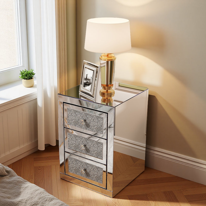 Table de chevet avec miroir 3 tiroirs