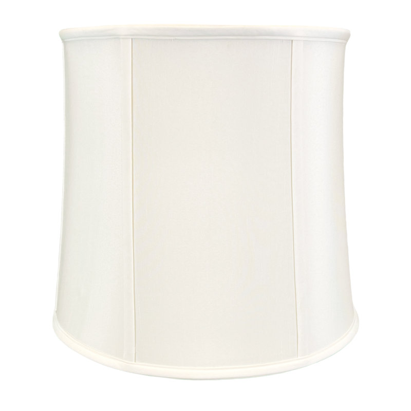 Abat-jour tambour en soie / shantung (araignée), Blanc, H 10 po x l 11 po x P 11 po