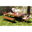 Mobilier de salle à manger d'extérieur pour 7 à 8 personnes avec chaises en bois, coussins amovibles, fonction peu encombrante, table plus épaisse pour utilisation intérieure / extérieure, sièges ergonomiques, stabilité sur les surfaces inégales