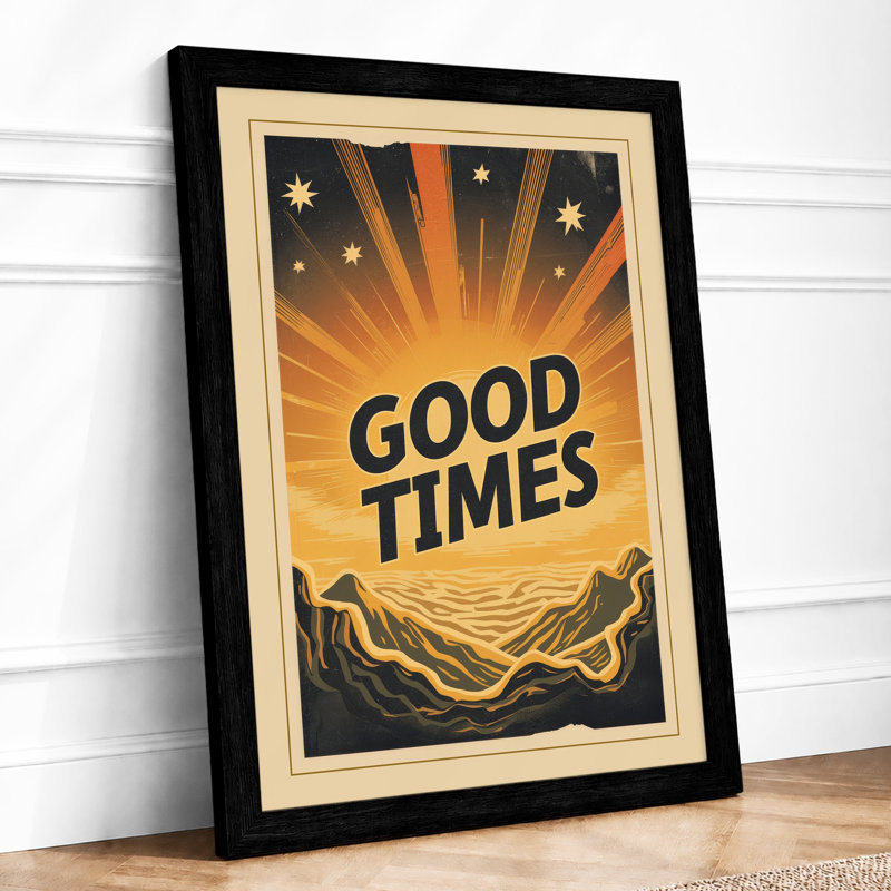 Good Times Rise Retro - Framed Print, A1 - 84.1 x 59.4 cm, Black